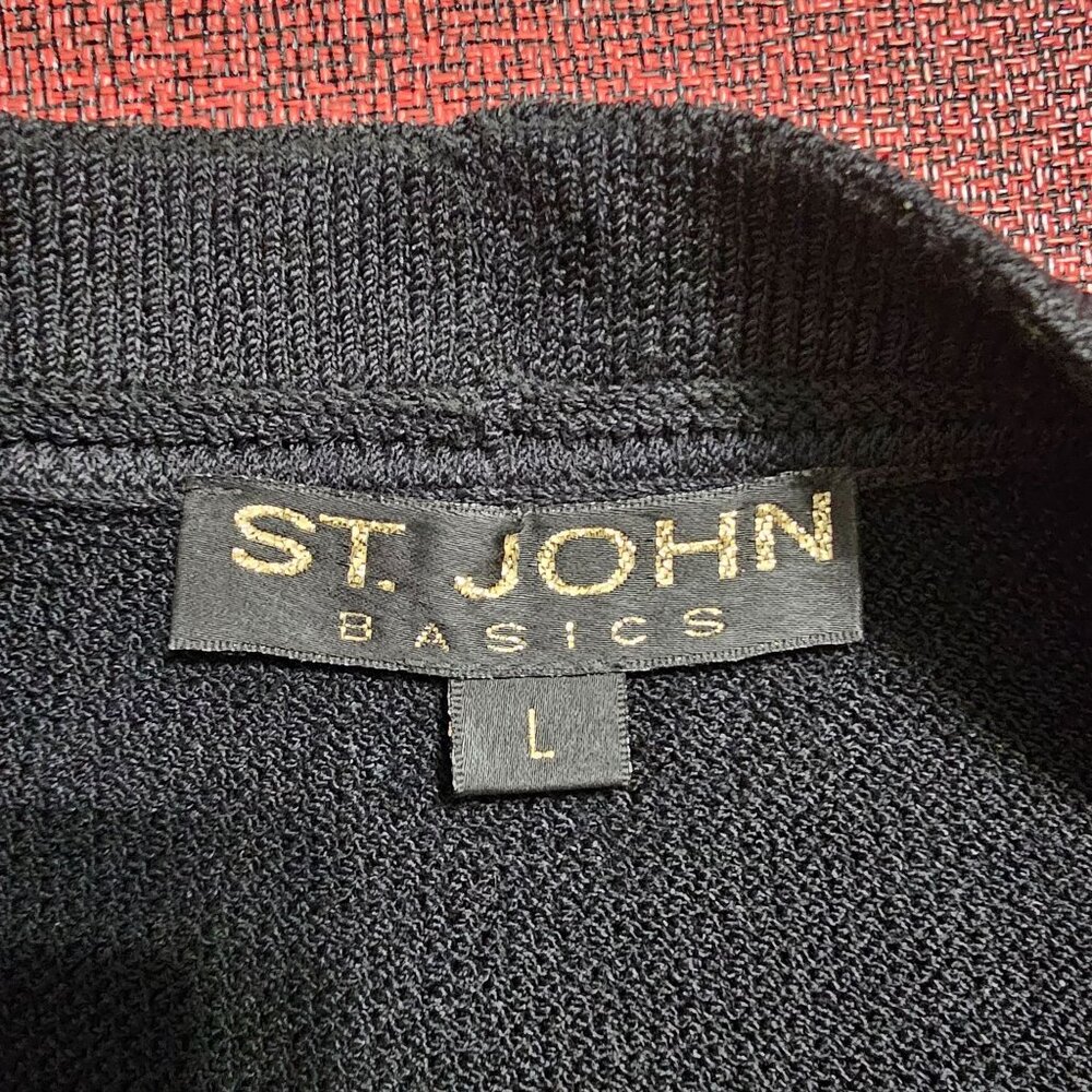 St. John Santana Knit Open Cardigan Sweater L Black Travel Office‎ Quiet Luxury - Picture 5 of 9